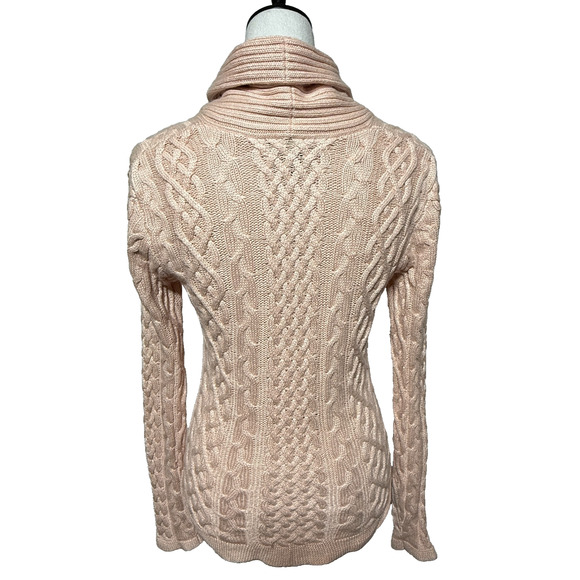 Lauren Ralph Lauren Sweater Silk Cashmere Medium Pink Cable Knit Button Detail - Picture 2 of 9